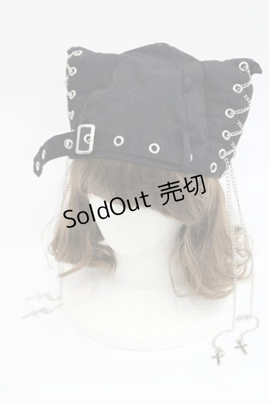 画像1: PUNK / 猫耳帽子  黒 I-26-04-14-120-PU-AC-TE-ZI (1)