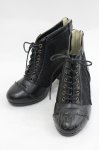 画像1: axes femme / チュールレースアップブーツ M 黒 I-26-04-14-125-AX-SH-TE-ZI (1)