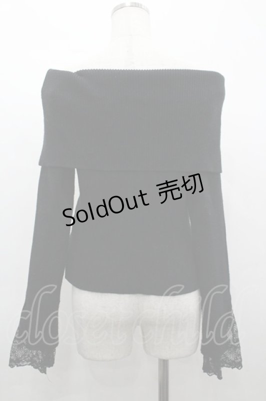 画像2: axes femme / ローズ刺繍オフショルニット F 黒 I-26-04-14-020-AX-TO-TE-ZI (2)