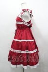 画像2: BABY,THE STARS SHINE BRIGHT / Innocent Ribbon Frillシャーリングジャンパースカート  赤Ｘ白 I-26-04-19-058-BA-OP-SA-ZI (2)