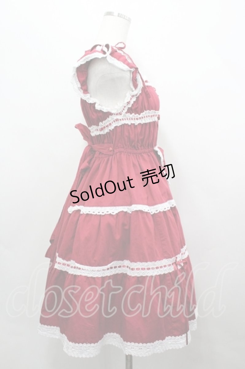 画像4: BABY,THE STARS SHINE BRIGHT / Innocent Ribbon Frillシャーリングジャンパースカート  赤Ｘ白 I-26-04-19-058-BA-OP-SA-ZI (4)