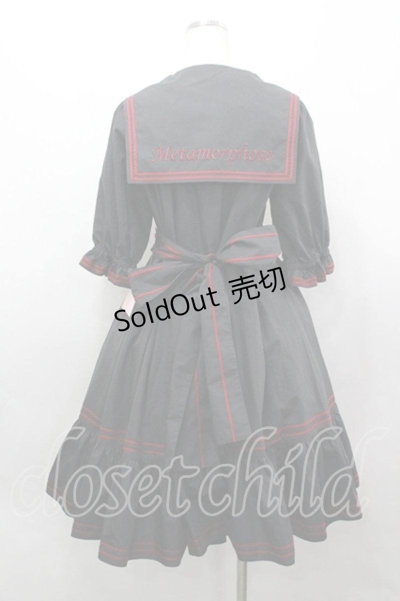 画像3: metamorphose / 刺繍入りセーラーワンピース 1 黒 I-26-04-19-061-ME-OP-SA-ZI (3)