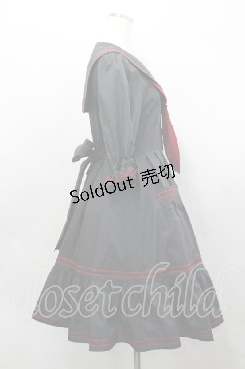 画像4: metamorphose / 刺繍入りセーラーワンピース 1 黒 I-26-04-19-061-ME-OP-SA-ZI (4)