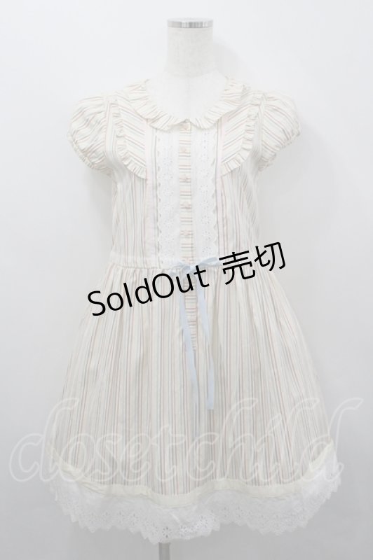 画像1: MILK / スイートピードレス  クリームストライプ I-26-04-19-067-ML-OP-SA-ZI (1)