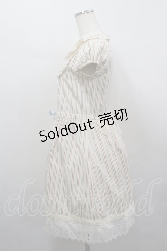 画像2: MILK / スイートピードレス  クリームストライプ I-26-04-19-067-ML-OP-SA-ZI (2)