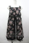 画像1: axes femme / フラワーブーケシフォンプリントジャンパースカート M 黒 I-26-04-19-079-AX-OP-TE-ZI (1)