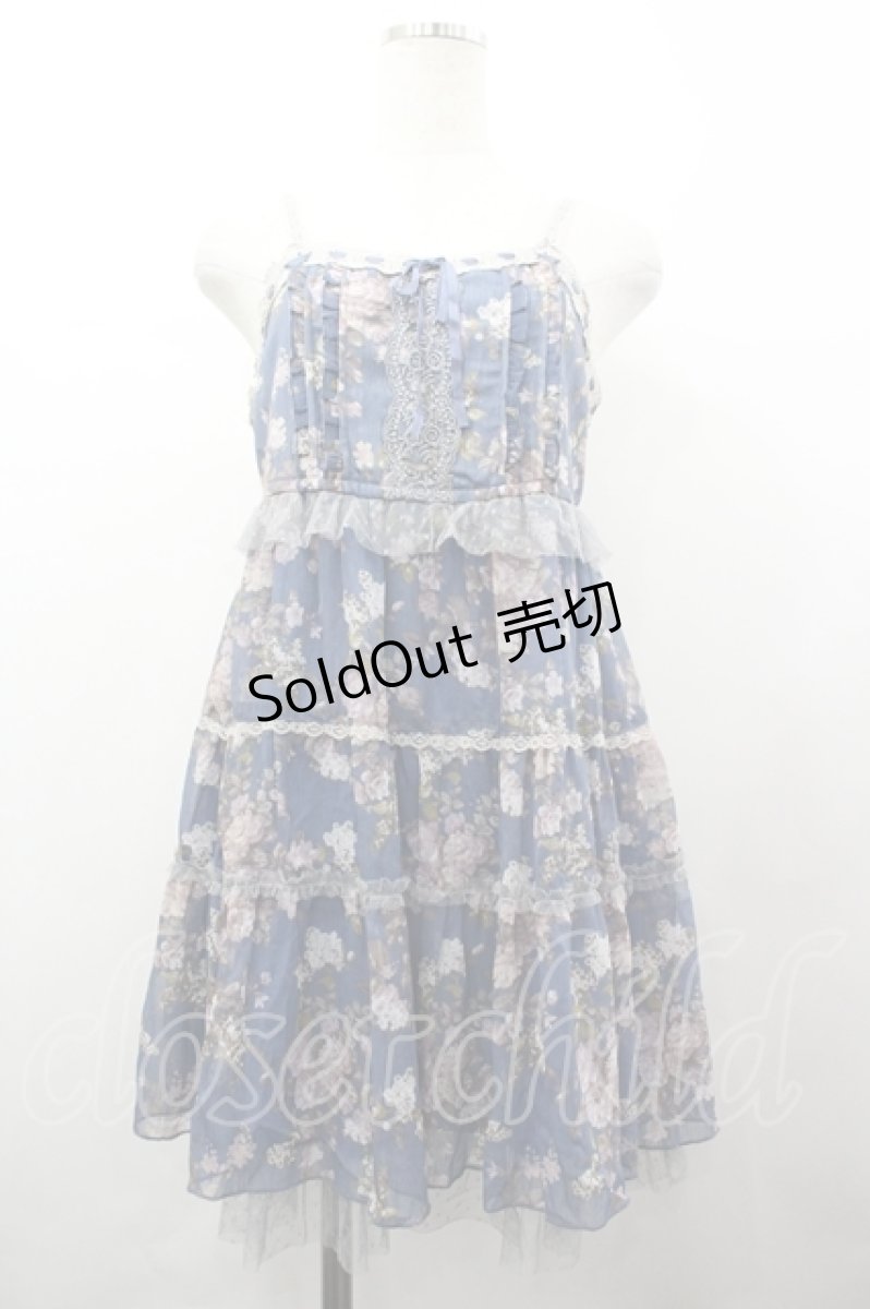 画像1: axes femme / 花柄ティアードチュニック M ブルー I-26-04-19-084-AX-TO-TE-ZI (1)