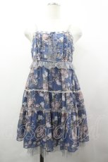 画像1: axes femme / 花柄ティアードチュニック M ブルー I-26-04-19-084-AX-TO-TE-ZI (1)