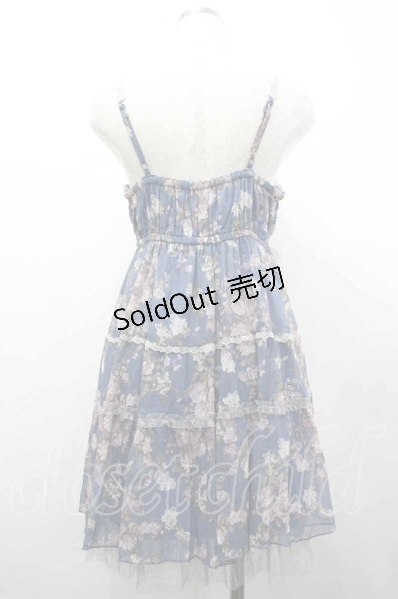 画像2: axes femme / 花柄ティアードチュニック M ブルー I-26-04-19-084-AX-TO-TE-ZI (2)