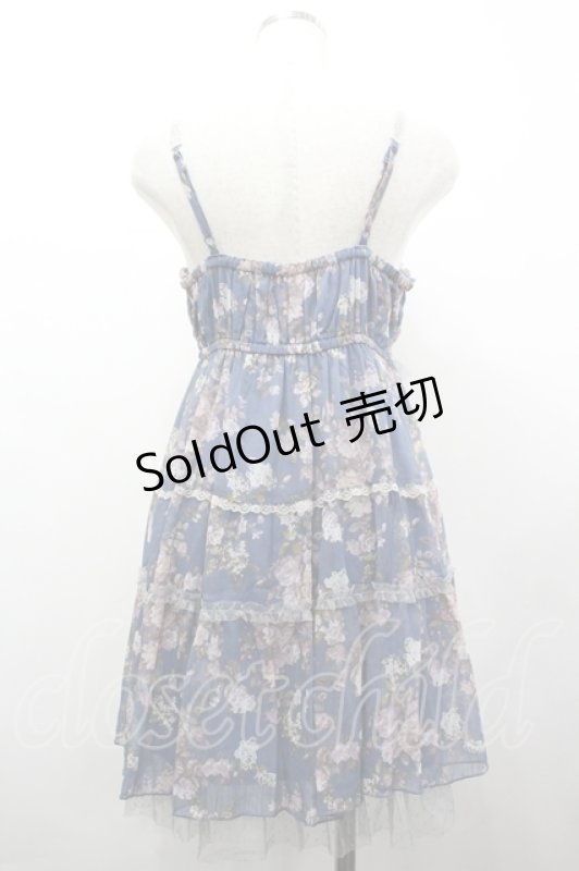 画像2: axes femme / 花柄ティアードチュニック M ブルー I-26-04-19-084-AX-TO-TE-ZI (2)