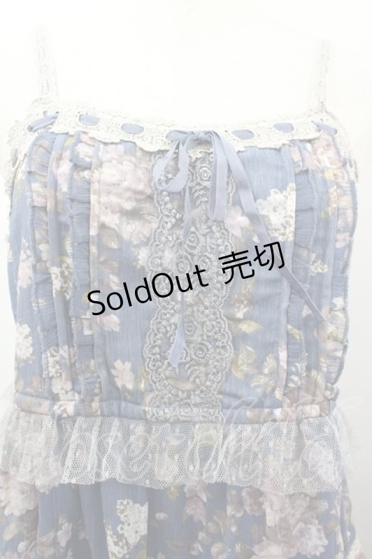 画像3: axes femme / 花柄ティアードチュニック M ブルー I-26-04-19-084-AX-TO-TE-ZI (3)