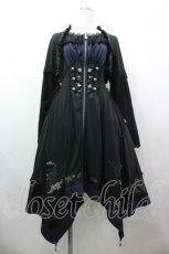 画像1: Ozz oneste / 薔薇刺繍ZIPワンピース  黒×青 I-26-04-19-088-OO-OP-TE-ZI (1)