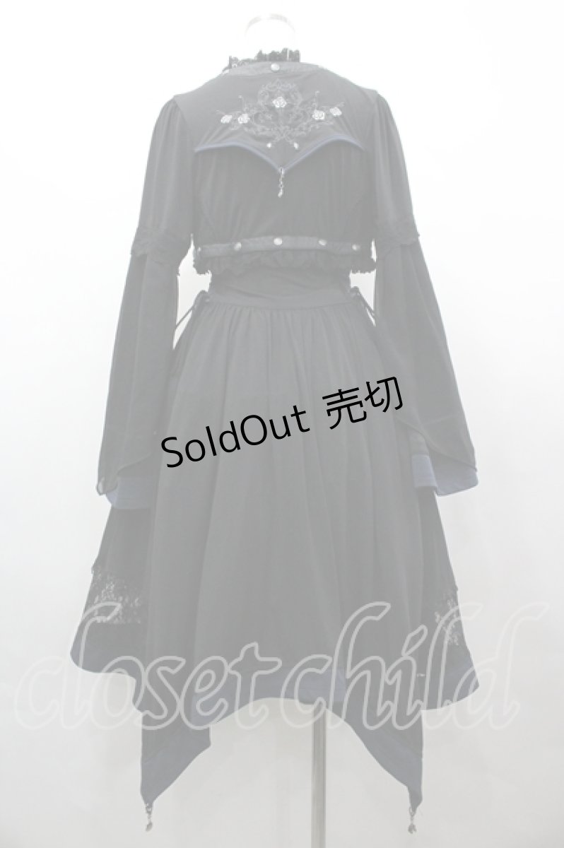 画像2: Ozz oneste / 薔薇刺繍ZIPワンピース  黒×青 I-26-04-19-088-OO-OP-TE-ZI (2)