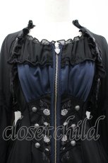 画像4: Ozz oneste / 薔薇刺繍ZIPワンピース  黒×青 I-26-04-19-088-OO-OP-TE-ZI (4)
