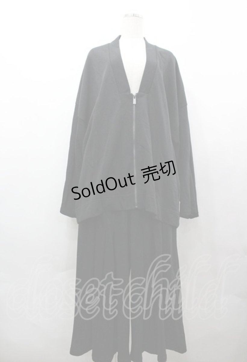 画像1: ililil / 【呑尾蛇蓮華】現代和装スウェット セットアップ F 黒 I-26-04-19-089-PU-BL-TE-ZI (1)