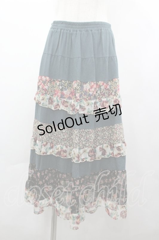 画像1: axes femme / 花柄切替スカート M グリーン I-26-04-19-102-AX-TO-TE-ZI (1)