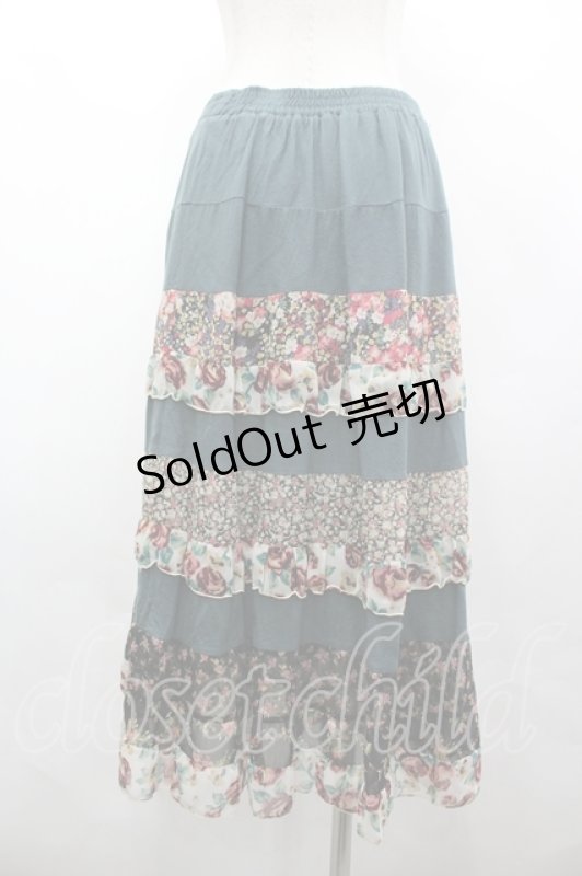 画像2: axes femme / 花柄切替スカート M グリーン I-26-04-19-102-AX-TO-TE-ZI (2)