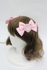 画像1: metamorphose / ときめきハートワッペンリボンクリップ  ピンクＸ白 I-26-04-19-123-ME-AC-SA-ZI (1)