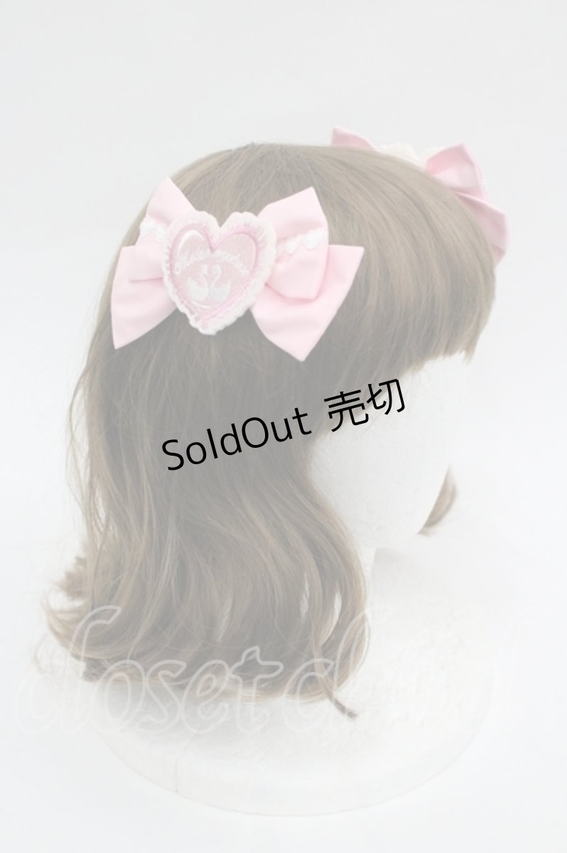 画像2: metamorphose / ときめきハートワッペンリボンクリップ  ピンクＸ白 I-26-04-19-123-ME-AC-SA-ZI (2)