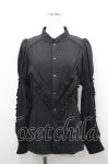 画像1: Ozz oneste / チャイナ風スナップボタンフリルブラウス  黒 I-26-04-19-038-OO-BL-TE-ZI (1)