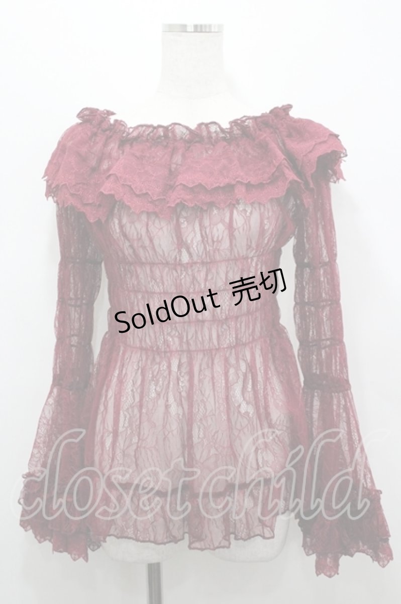 画像1: ATELIER PIERROT / Shirring Princess Sleeve Blouse-Lace- F 赤 I-26-04-19-039-EL-BL-SA-ZI (1)