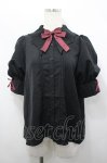 画像1: Chalmiere / コウモリ衿半袖ブラウス M 黒Ｘボルドー I-26-04-20-033-0-BL-SA-ZI (1)