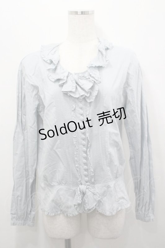 画像1: PINK HOUSE / ピンタック&ハシゴレースブラウス  ブルー I-26-04-20-036-LO-BL-SA-ZI (1)