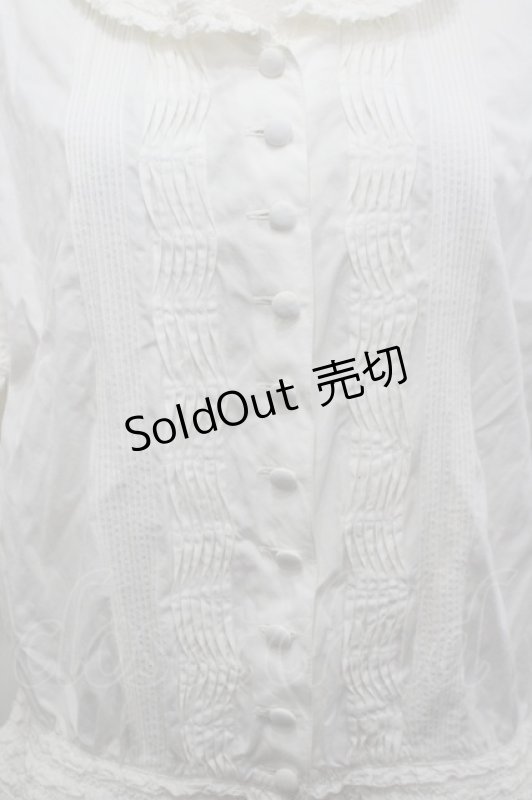 画像3: PINK HOUSE / ピコフリル襟半袖ブラウス  白 I-26-04-20-038-LO-BL-SA-ZI (3)