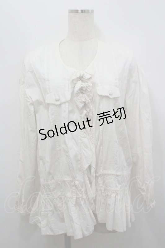 画像1: KANEKO ISAO / フロントリボン長袖ブラウス  白 I-26-04-20-039-EL-BL-SA-ZI (1)