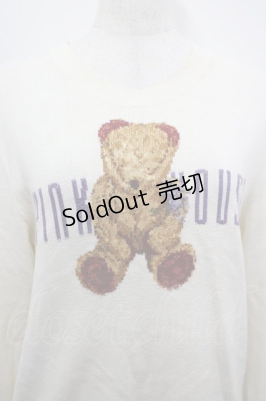 画像3: PINK HOUSE / テディベア&ロゴニット  アイボリー I-26-04-20-042-LO-TO-SA-ZI (3)