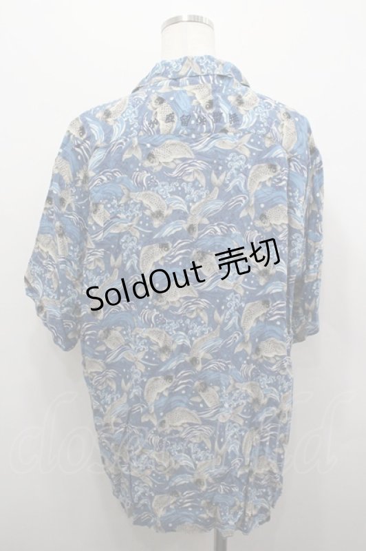 画像2: Karl Helmut / 鯉柄半袖シャツ M 青 I-26-04-20-045-EL-BL-SA-ZI (2)
