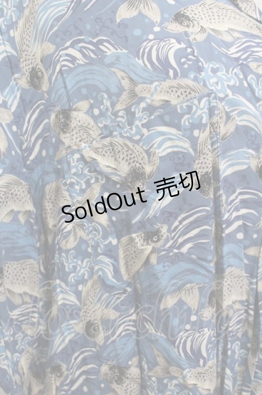 画像3: Karl Helmut / 鯉柄半袖シャツ M 青 I-26-04-20-045-EL-BL-SA-ZI (3)