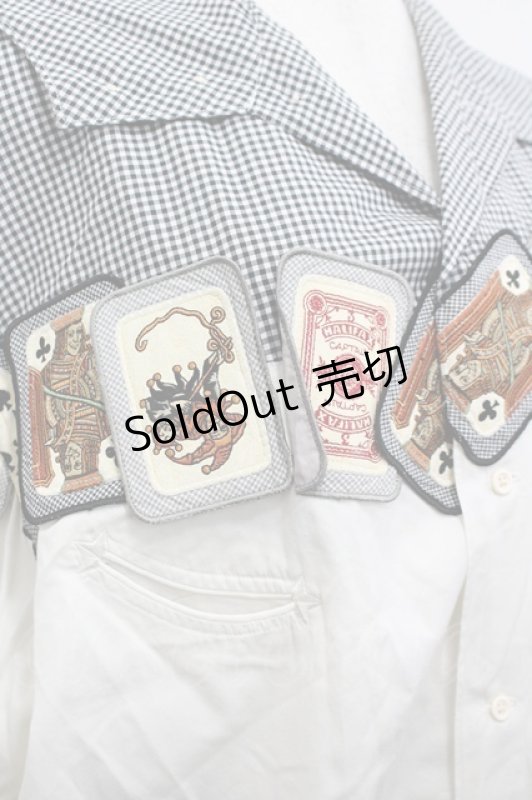 画像3: Karl Helmut / トランプワッペン&ギンガムチェックフードシャツ  白Ｘ黒 I-26-04-20-049-EL-BL-SA-ZI (3)