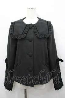 axes femme kawaii バックフリルショートコート　ブラック Kawaii - Back Frill Short Coat by Axes Femme