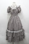 画像1: Dreaming Drop / ギンガム イル=エイリス ワンピース M ブラウン×白 I-26-04-20-066-LO-OP-TE-ZI (1)
