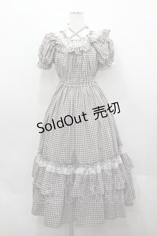 画像1: Dreaming Drop / ギンガム イル=エイリス ワンピース M ブラウン×白 I-26-04-20-066-LO-OP-TE-ZI (1)