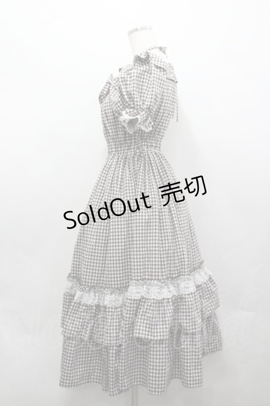 画像2: Dreaming Drop / ギンガム イル=エイリス ワンピース M ブラウン×白 I-26-04-20-066-LO-OP-TE-ZI (2)