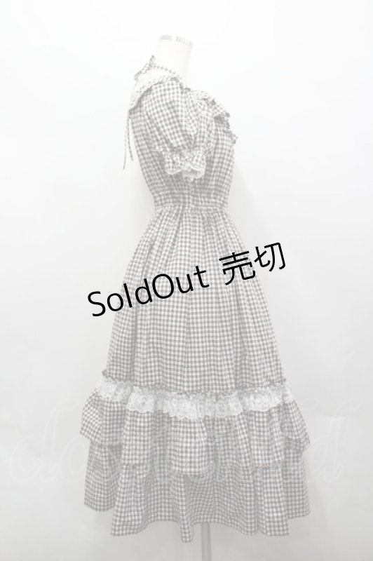 画像4: Dreaming Drop / ギンガム イル=エイリス ワンピース M ブラウン×白 I-26-04-20-066-LO-OP-TE-ZI (4)