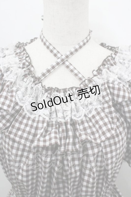 画像5: Dreaming Drop / ギンガム イル=エイリス ワンピース M ブラウン×白 I-26-04-20-066-LO-OP-TE-ZI (5)