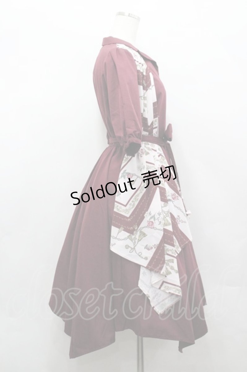 画像4: axes femme / スカーフ切替シャツワンピース M レッド I-26-04-20-078-AX-OP-SA-ZI (4)