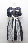 画像1: axes femme / ストライプ柄レースワンピース  青Ｘ白 I-26-04-20-081-AX-OP-SA-ZI (1)