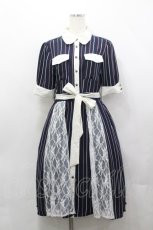 画像1: axes femme / ストライプ柄レースワンピース  青Ｘ白 I-26-04-20-081-AX-OP-SA-ZI (1)