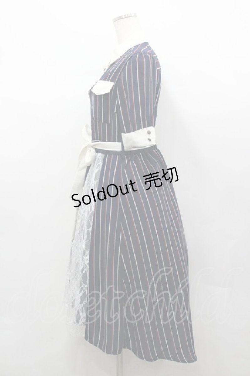 画像2: axes femme / ストライプ柄レースワンピース  青Ｘ白 I-26-04-20-081-AX-OP-SA-ZI (2)