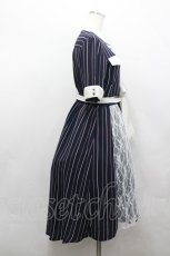 画像4: axes femme / ストライプ柄レースワンピース  青Ｘ白 I-26-04-20-081-AX-OP-SA-ZI (4)
