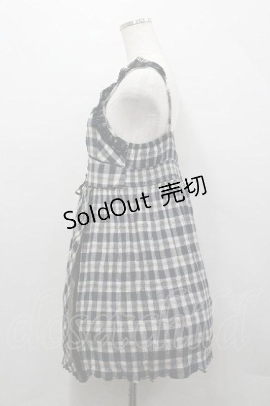画像2: axes femme / ワッシャーギンガムキャミワンピース  黒Ｘ白 I-26-04-20-083-AX-OP-SA-ZI (2)