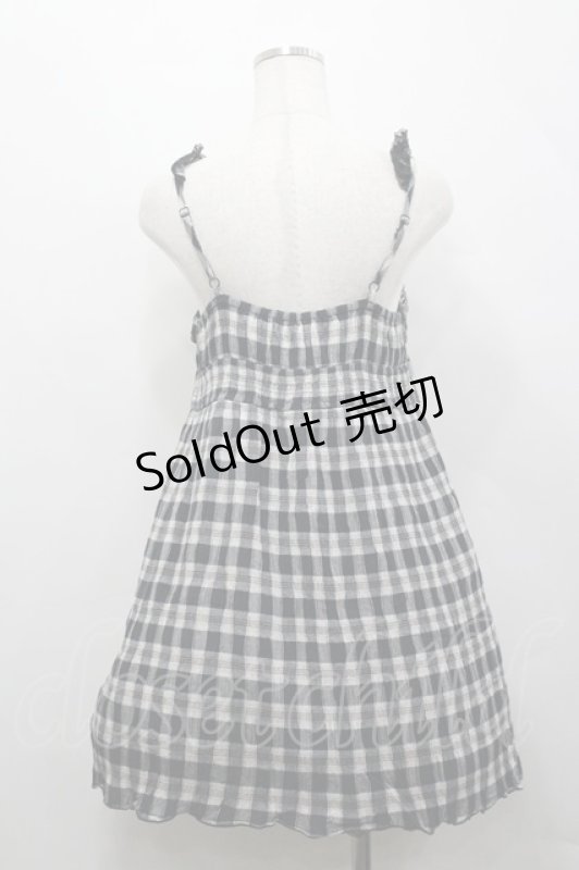画像3: axes femme / ワッシャーギンガムキャミワンピース  黒Ｘ白 I-26-04-20-083-AX-OP-SA-ZI (3)