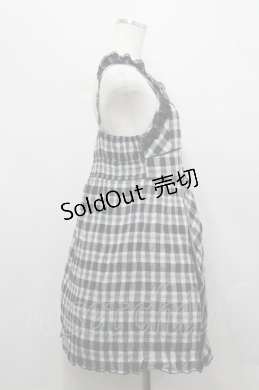 画像4: axes femme / ワッシャーギンガムキャミワンピース  黒Ｘ白 I-26-04-20-083-AX-OP-SA-ZI (4)