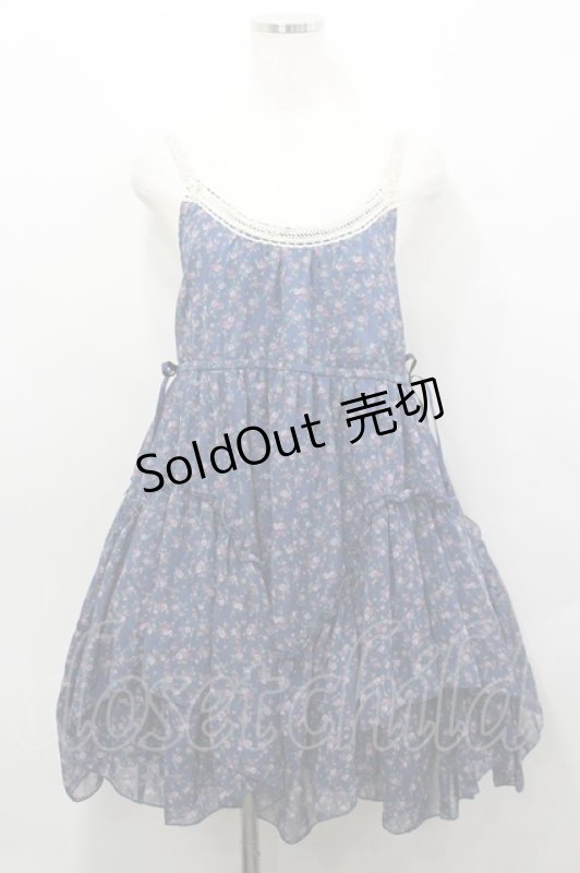 画像1: axes femme / ミニ薔薇総柄シフォンキャミワンピース  青 I-26-04-20-084-AX-OP-SA-ZI (1)
