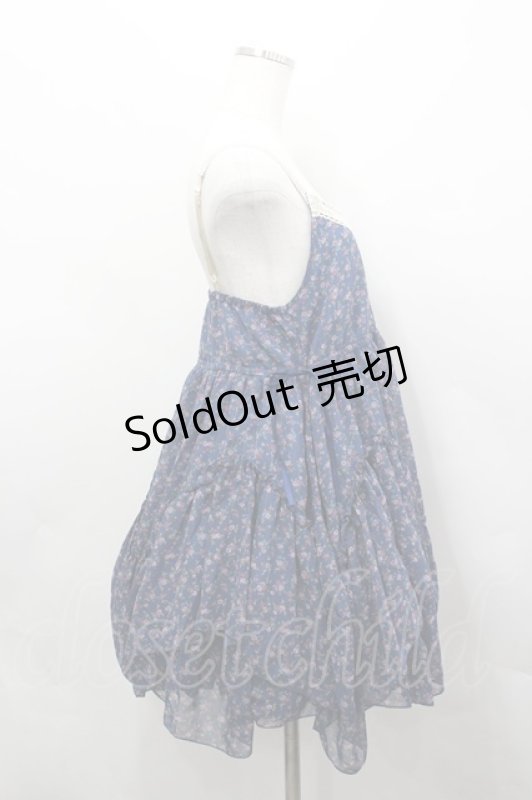 画像4: axes femme / ミニ薔薇総柄シフォンキャミワンピース  青 I-26-04-20-084-AX-OP-SA-ZI (4)