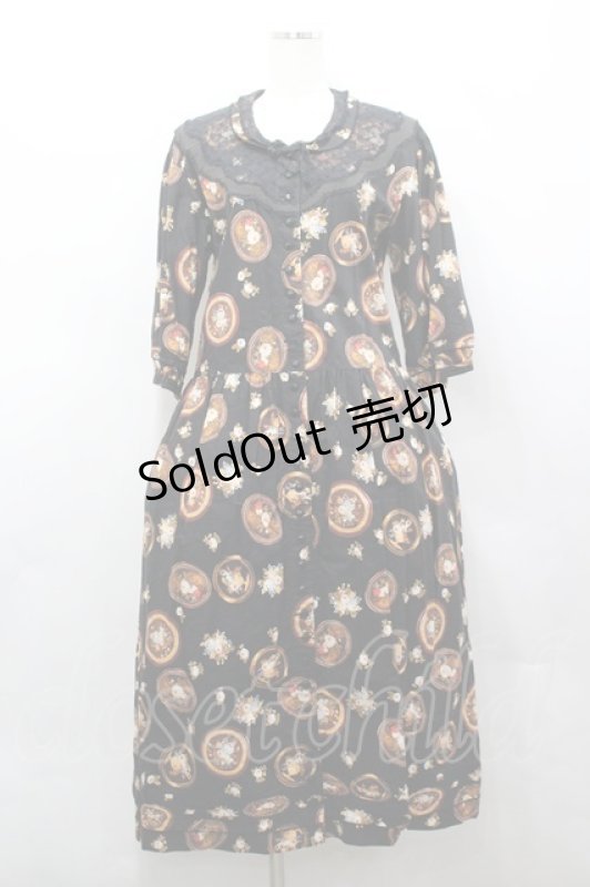 画像1: KANEKO ISAO / カメオ総柄ワンピース  黒 I-26-04-20-087-EL-OP-SA-ZI (1)